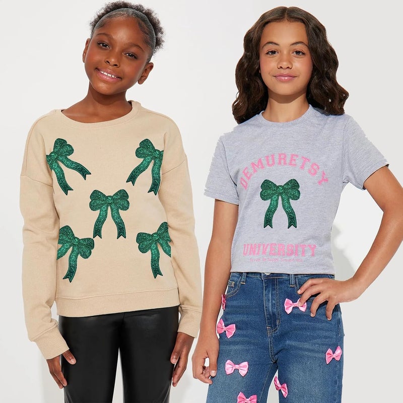 CY 5pcs Green Glitter Sequin Bow Embroidered Patches - Iron On or Sew On - Glamorous Preppy Appliques for Girls & Women's Clothes, Backpacks & Home Decor - Image 5